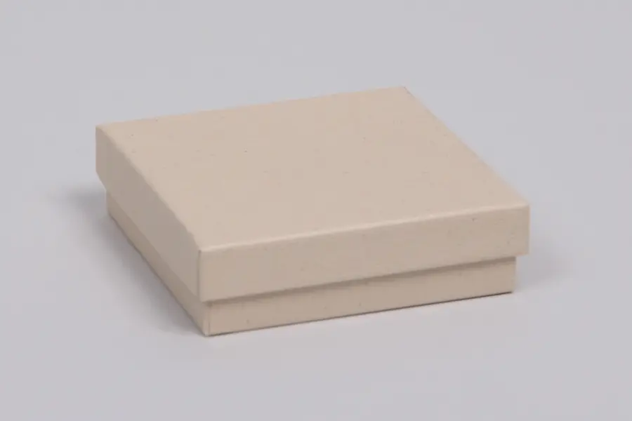 3-1/2L x 3-1/2W x 1H, 2-Piece Set-Up Jewelry Boxes w/Fiber Insert, Oatmeal Groove