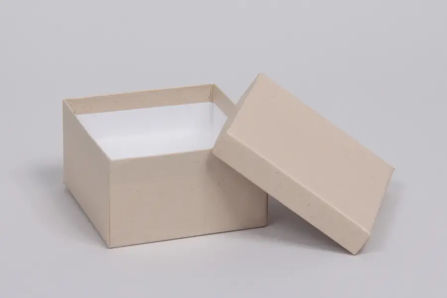 3-1/2L x 3-1/2W x 2H, 2-Piece Set-Up Jewelry Boxes w/Fiber Insert, Oatmeal Groove