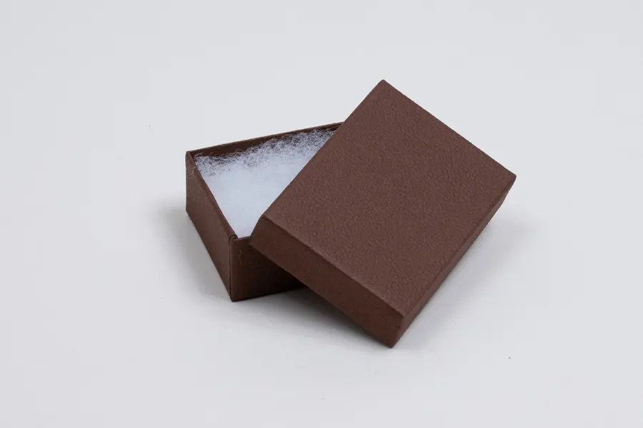 3-1/16L x 2-1/8W x 1H, Textured Two-Piece Jewelry Boxes, Cocoa