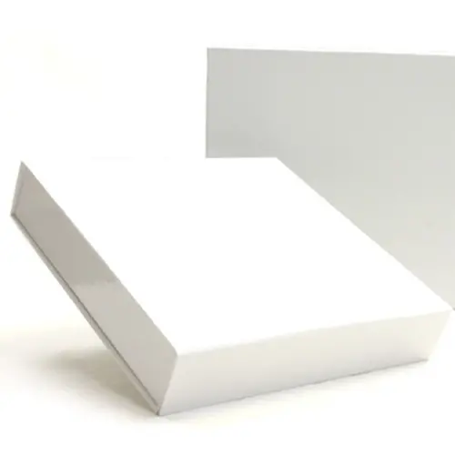 9-1/2L x 9-1/4W x 1-3/4H, Glossy Magnetic Gift Boxes, White Gloss