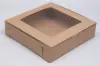 9L x 9W x 3H, Natural Kraft Bakery Boxes with Window, Kraft