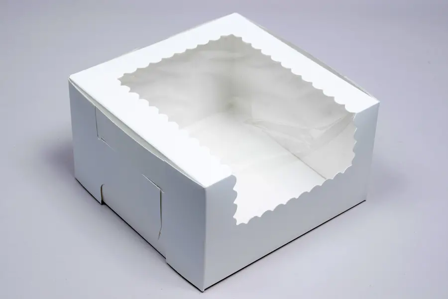 7W x 7L x 4H, Window Cupcake Boxes, 1-Piece Lock Corner, White