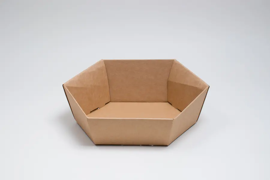 9W x 11-3/8L x 3-3/8H, Kraft Hexagon Market Trays, Kraft