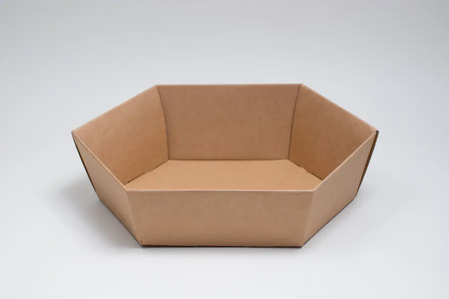 11-3/4W x 15L x 4H, Kraft Hexagon Market Trays, Kraft