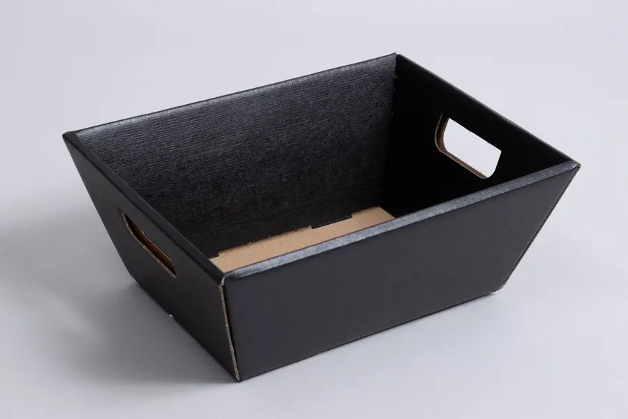 6W x 8-1/4L x 3-1/4H, Market Trays with Handles, Black