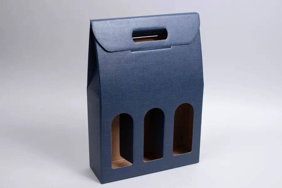 10-5/8L x 3-1/2W x 15H, Italian Wine Boxes, Juta Blue Linen