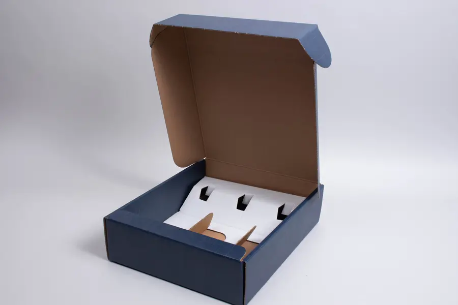 11L x 3-1/2W x 13-3/8H, Italian Wine Boxes, Juta Blue Linen