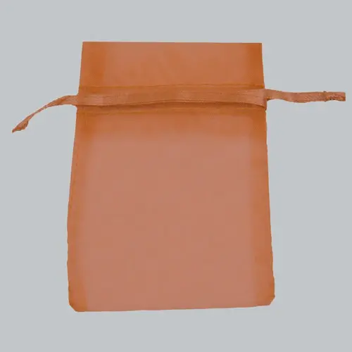 3W x 4H, Sheer Organza Satin Cord Gift and Wine Pouches, Copper