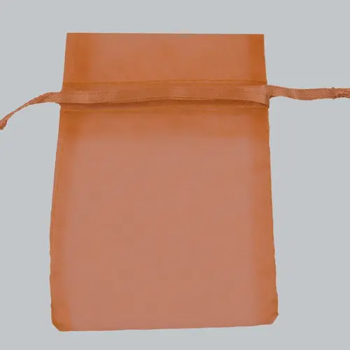 4W x 6H, Sheer Organza Satin Cord Gift and Wine Pouches, Copper