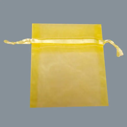 4W x 6H, Sheer Organza Satin Cord Gift and Wine Pouches, Yellow