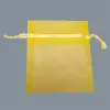 4W x 6H, Sheer Organza Satin Cord Gift and Wine Pouches, Yellow
