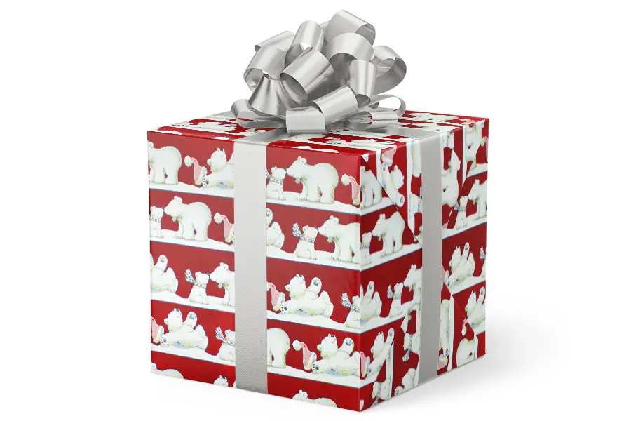 24W x 417 ft, Holiday Wrapping Paper, Frolicking Polar Bears