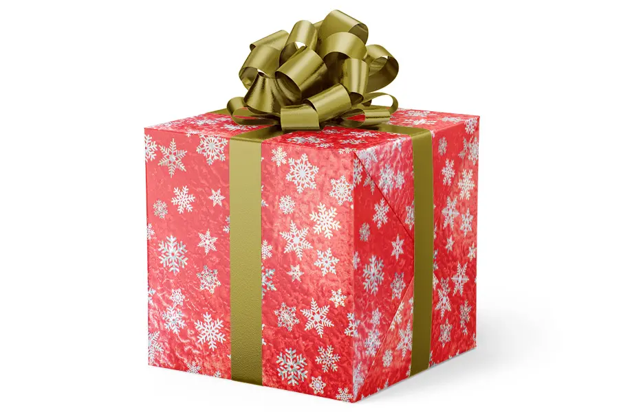 24W x 417 ft, Holiday Wrapping Paper, Red & White Snowflake