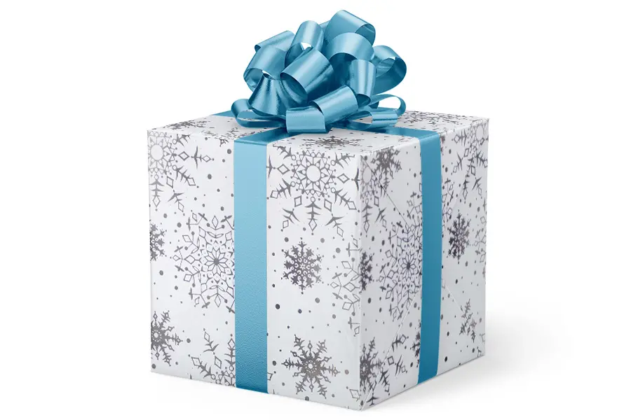 24W x 417 ft, Holiday Wrapping Paper, White Snowflakes