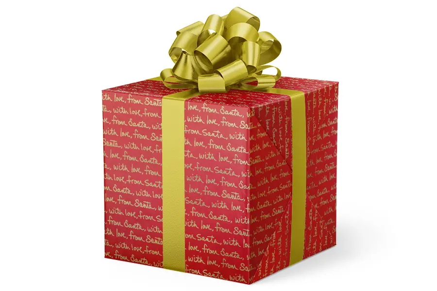 24W x 417 ft, Holiday Wrapping Paper, With Love From Santa On Red
