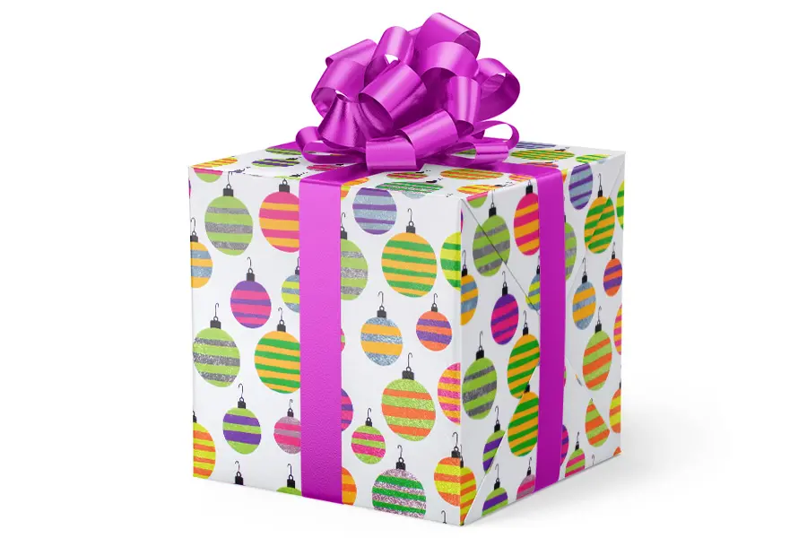 24W x 417 ft, Holiday Wrapping Paper, Hanging Around Ornaments