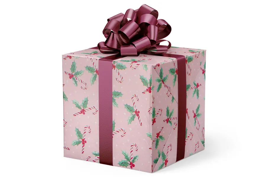 24W x 417 ft, Holiday Wrapping Paper, Candy Cane Delight