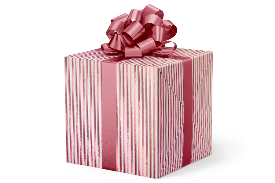 24W x 417 ft, Everyday Wrapping Paper, Red-Cream Ticking Stripe