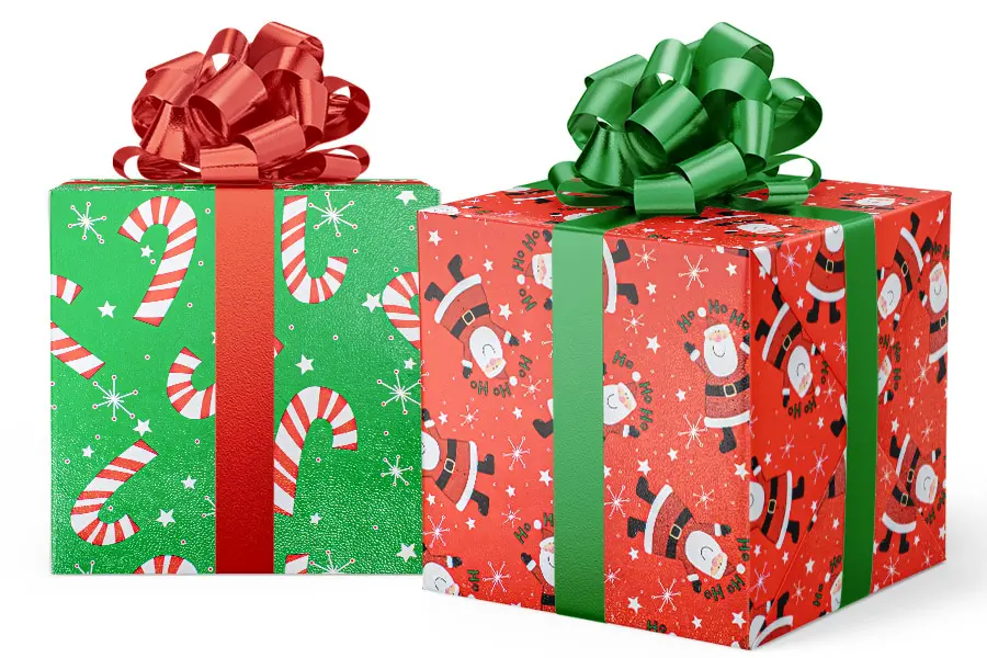 24W x 417 ft, Everyday Wrapping Paper, Ho Ho Santa-Stars Rev.
