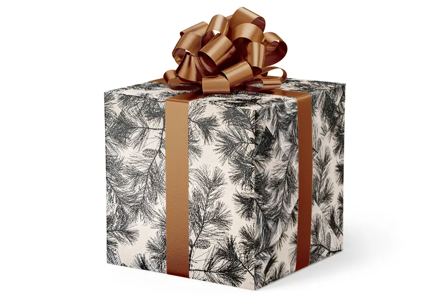 24W x 417 ft, Everyday Wrapping Paper, Black Pines