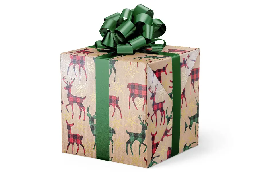 24W x 417 ft, Everyday Wrapping Paper, Plaid Deer