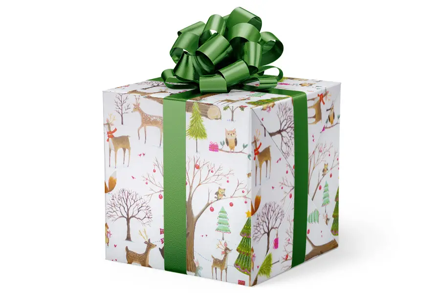 24W x 417 ft, Holiday Wrapping Paper, Christmas Woods