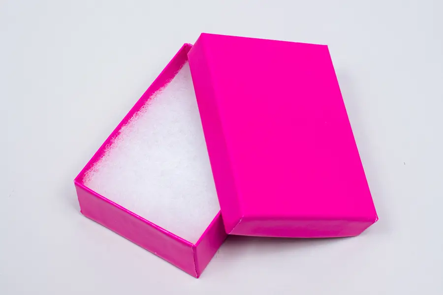 3L x 2-1/8W x 1H, 2-Piece Set-Up Jewelry Boxes w/Fiber Insert, Fuchsia Gloss