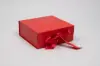 8L x 8W x 3H, Scratch Resistant Matte Finish Ribbon Magnetic Boxes, Matte Red