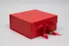 10L x 10W x 4H, Scratch Resistant Matte Finish Ribbon Magnetic Boxes, Matte Red
