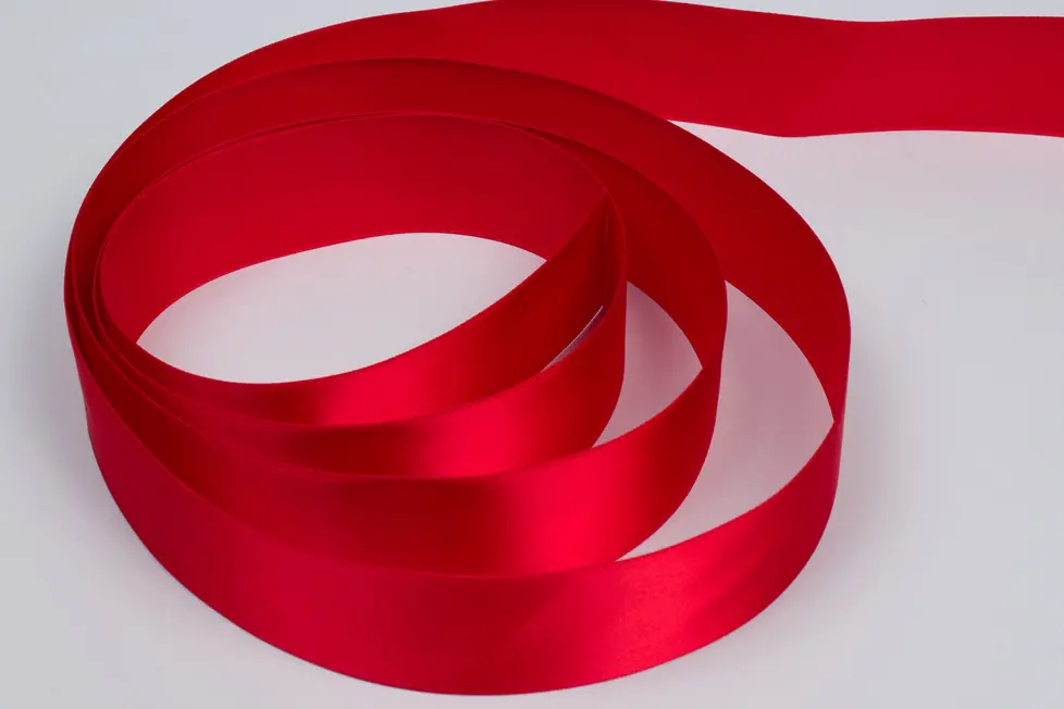 1-1/2W x 100 yds, Double Face Satin Ribbon, Red Satin