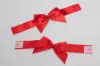 4 Bow x 6W, Self-Adhesive Pre-Tied Bows for Collapsible Magnetic Boxes, Red Satin Ribbon