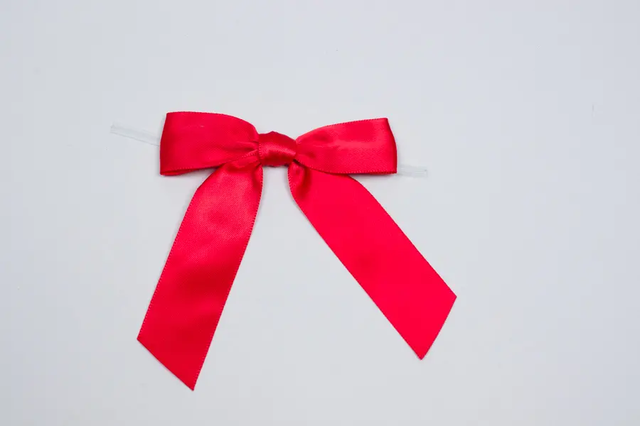 3W x 2-3/4 Bow, Pre-Tied Satin Bows With Wire Twist, Red Satin