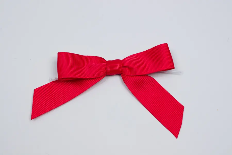 3W x 2-3/4 Bow, Pre-Tied Grosgrain Bows With Wire Twist, Red Grosgrain
