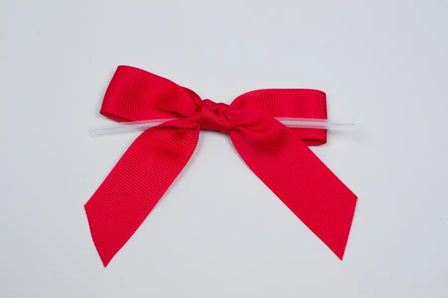 3W x 2-3/4 Bow, Pre-Tied Grosgrain Bows With Wire Twist, Red Grosgrain