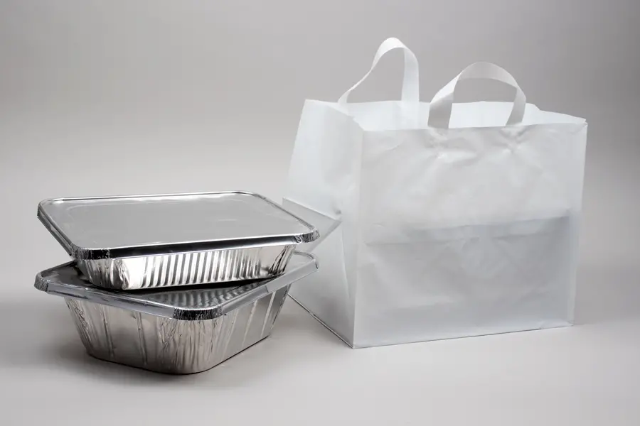 14W x 11-1/2D x 12H, Clear Frosted Soft Loop Handle, White