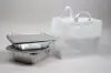 14W x 11-1/2D x 12H, Clear Frosted Soft Loop Handle, White