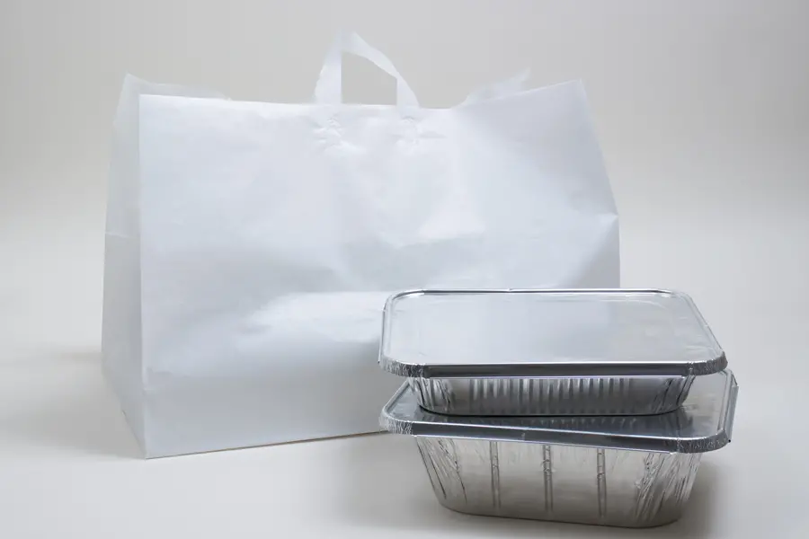 22W x 14D x 15H, Clear Frosted Soft Loop Handle, White