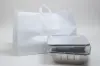 22W x 14D x 15H, Clear Frosted Soft Loop Handle, White