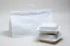 19W x 10D x 12H, White Plastic Catering Bags with Clip Loop Handles
