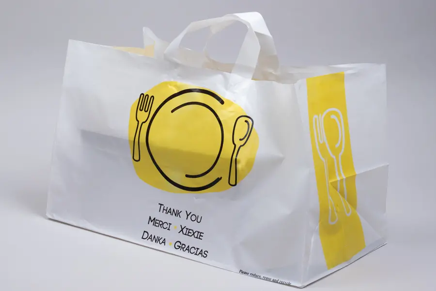 10W x 10D x 12H, Clear Frosted Soft Loop Handle, White