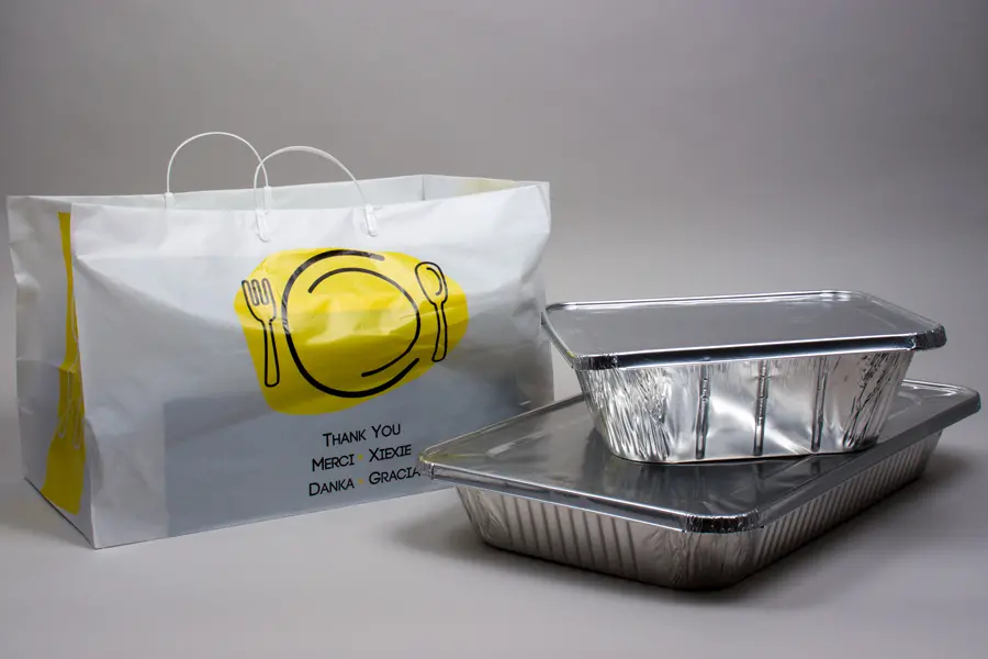 19W x 10D x 12H, "Thank You" White Plastic High-Density Clip Loop Take-Out Bags - 2.75 mil