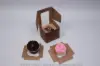 4L x 4W x 4H, Chocolate Cocoa Brown Bakery Boxes with Window, Chocolate Brown