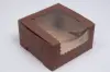 7L x 7W x 4H, Chocolate Cocoa Brown Bakery Boxes with Window, Chocolate Brown
