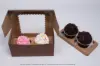8L x 4W x 4H, Chocolate Cocoa Brown Bakery Boxes with Window, Chocolate Brown