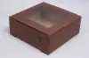 10L x 10W x 4H, Chocolate Cocoa Brown Bakery Boxes with Window, Chocolate Brown