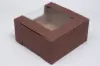 10L x 10W x 4H, Chocolate Cocoa Brown Bakery Boxes with Window, Chocolate Brown