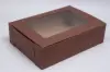 14L x 10W x 4H, Chocolate Cocoa Brown Bakery Boxes with Window, Chocolate Brown