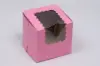 4L x 4W x 4H, Strawberry Pink Bakery Boxes with Window, Strawberry