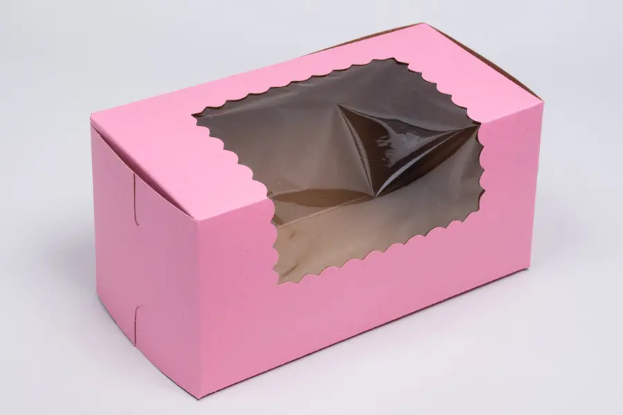 8L x 4W x 4H, Strawberry Pink Bakery Boxes with Window, Strawberry