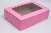 14L x 10W x 4H, Strawberry Pink Bakery Boxes with Window, Strawberry